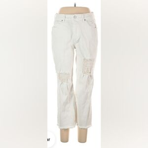 Sincerely Jules Cream High Rise Distressed Jeans size 11/30 EUC LIKE NEW